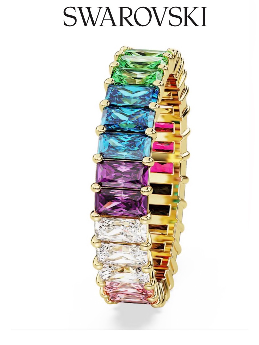 Matrix ring
Baguette cut, Multicolored, 18K gold plated